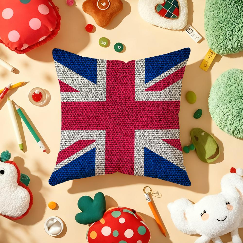 Наволочка на подушку с флагом Union Jack, плюшевая ткань, мягкая, двусторонняя печать, для дивана, теплая, зимний подарок для дома, наволочка