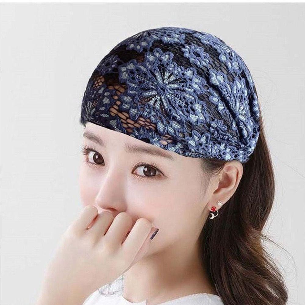 Сетчатая повязка для волос с широкими полями, эластичный обруч для волос с цветочным узором, темпераментная кружевная вышитая повязка на голову для девочек