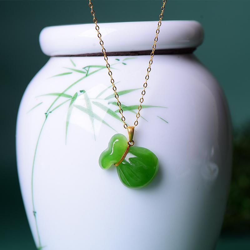 Новинка Минималистичный Натуральный А Нефрит Яшма Мешочек Благословения Ожерелья Подвеска Простой Национальный Стиль Шарм Цепочка на Ключицу Ювелирные Изделия