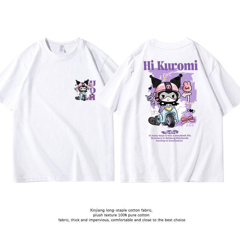 Kuromi Fashion Trendy Brand Childrens Tshirt Retro Design Cartoon Printed Parent Child Clothing New Casual Short Sleeve