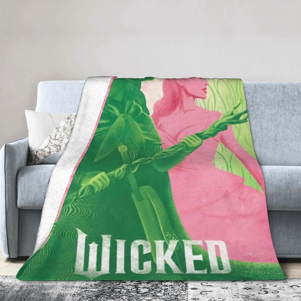 Elphaba Glinda Wicked Movie Warm Plush Throw Blanket for Kids and Adults Flannel Couch Bedspread Sofa Cover