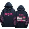 Толстовка Stray Kids Спереди Розовый Панк-Логотип Винтажная Панк-Графика Названия Песен Шнурок на Капюшоне Оверсайз Унисекс K‑Pop Уличная Одежда Мерч для Фанатов