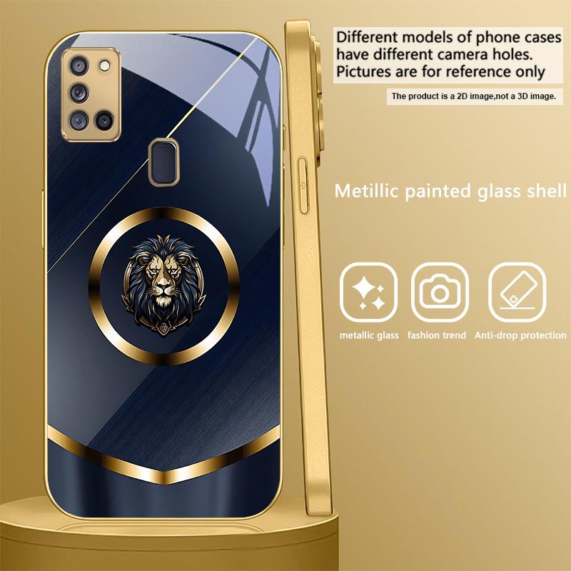 Роскошная голова тигра Для Samsung A 70 71 72 73 14 15 13 16 25 A26 31 32 33 34 35 50 51 52 53 54 55 56 Золотой стеклянный чехол для телефона