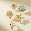 3/5Pcs Metal Finger Open Rings Gold Color Geometric Rings New Starfish Open Ring Set  Jewelry