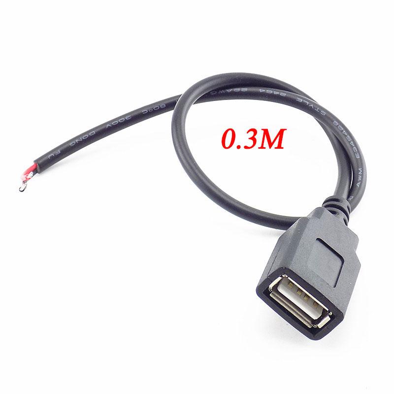 Кабель питания 2-контактный USB 2.0 A Female 4-проводной разъем для зарядного устройства Удлинитель для зарядного шнура