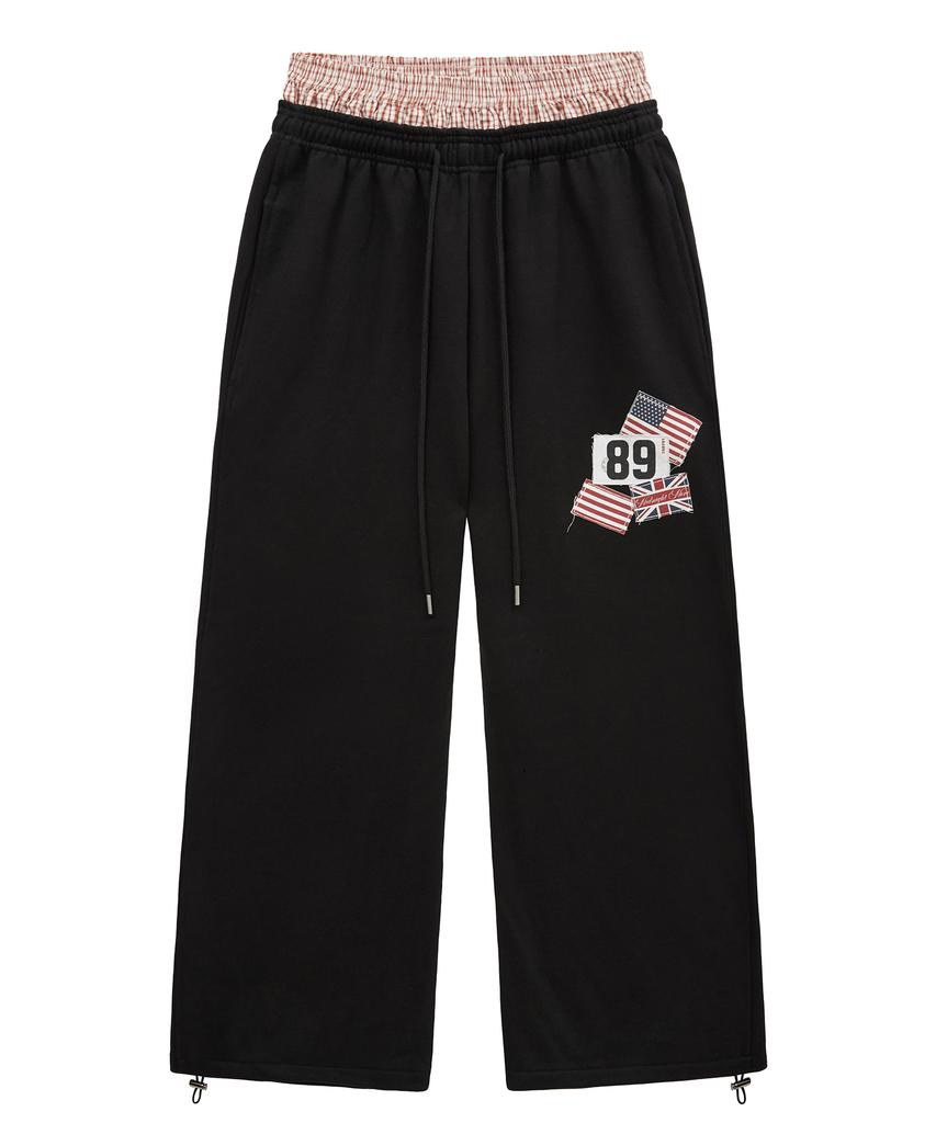 MIDNIGHT MOVE Rd Check Pants (Black)