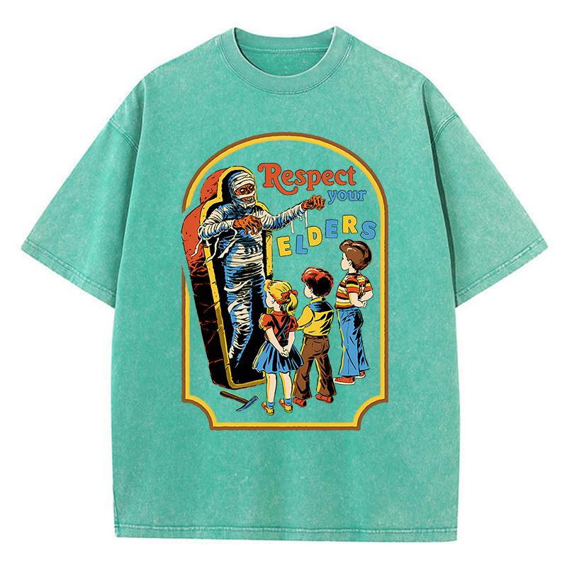Уважайте своих старших мамочек, забавная стираная ретро мужская футболка, дышащая одежда, большой размер, короткий рукав