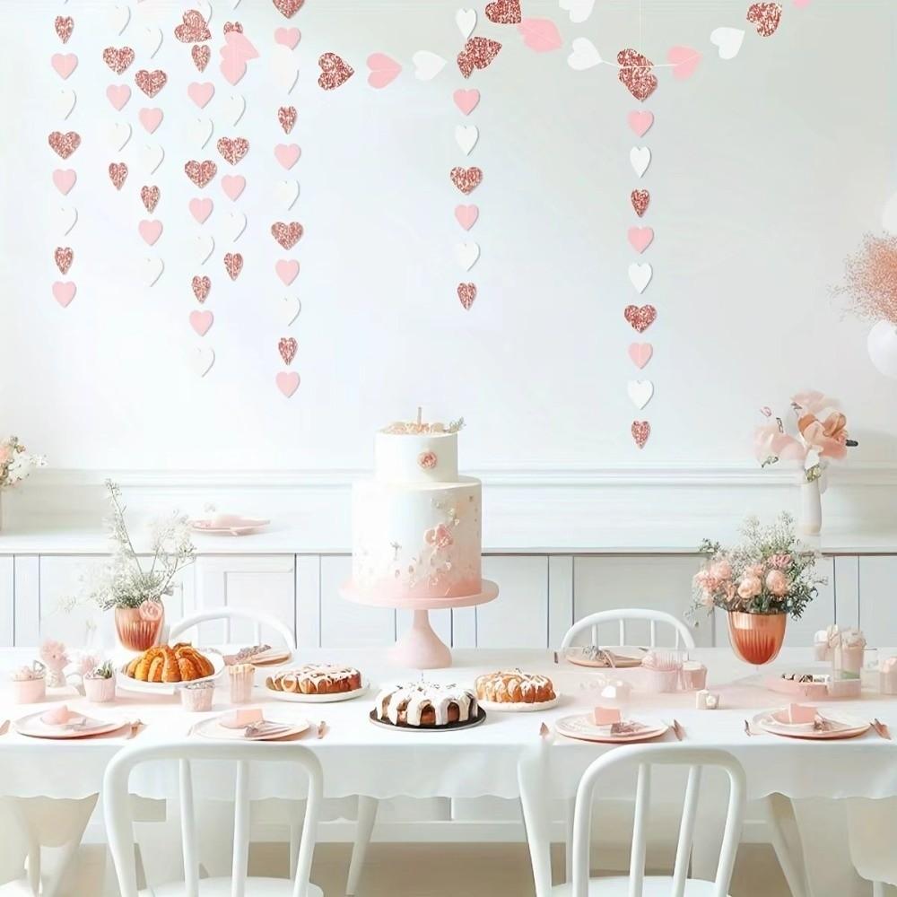 Glitter Paper Banner Love Heart Garland Love Heart Decorations Baby Shower Party