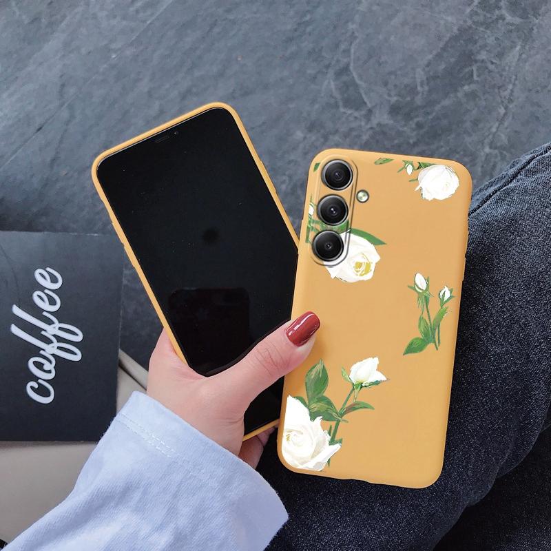 Мягкий силиконовый чехол с цветком для Xiaomi Redmi Note 13 Pro 13C Poco C65 Samsung A35 A55 A34 S24 Huawei Honor 200 Realme Camera Защитный противоударный чехол