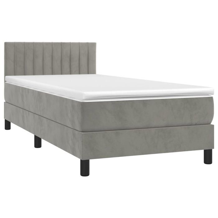 Maison Exclusive - Sommier à lattes de lit et matelas Gris clair 100x200cm Velours