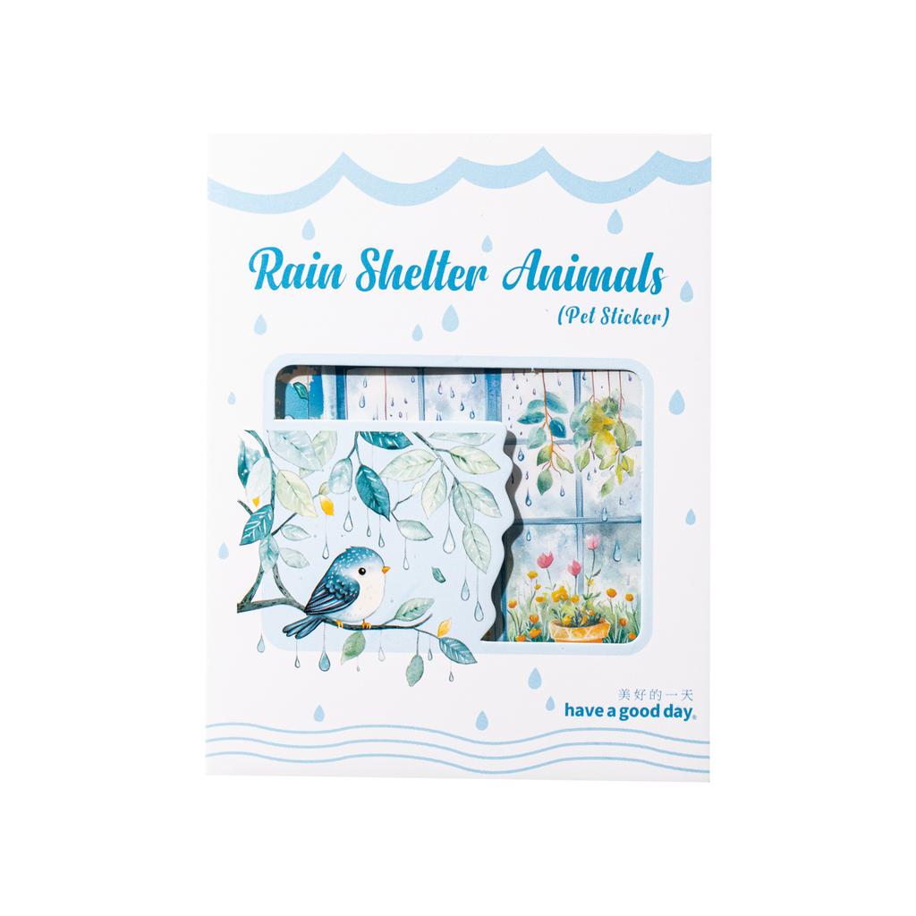 JIANWU Rain Shelter Animals Series Kawaii Flower Rain Bow Landscape Material Collage PET Sticker Creative DIY Journal Stationery