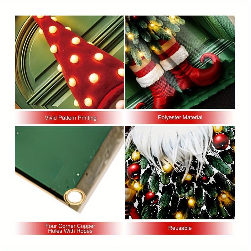 Hot Sale Christmas Door Cover Decoration Santa Claus New Year Xmas Background Decor Outdoor Photo Door Curtain Hanging Blanket