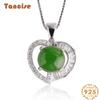 Танциз Стерлингового Серебра 925 Классическое Женское Нефритовое Ожерелье Кулон Циркон Модный Подарок