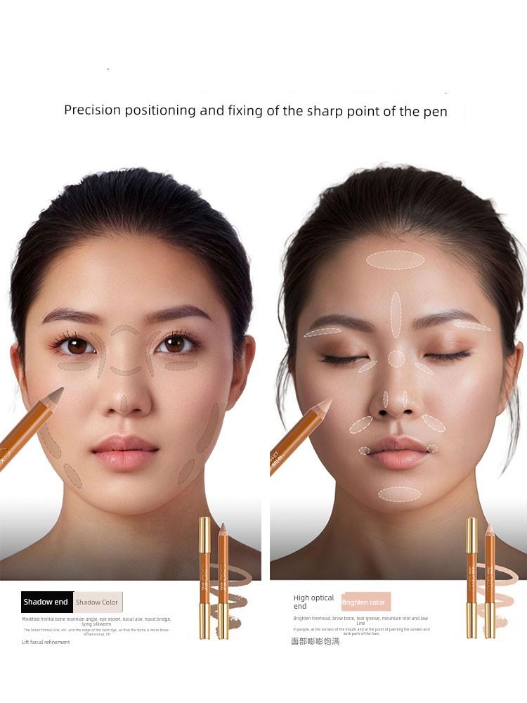 Ooo Double-Headed Repair Highlight Stick Shadow Pen Small Crayon Concealer Nose Shadow Stick Lip Shape Female OutOfOffice