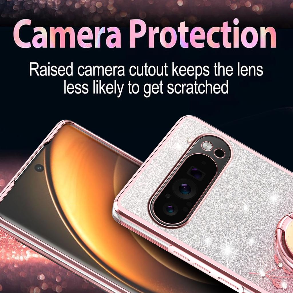 KADEM Чехол для Google Pixel 10/10 Pro с кольцом-подставкой, ТПУ, с цветами, чехол для телефона с градиентным блеском