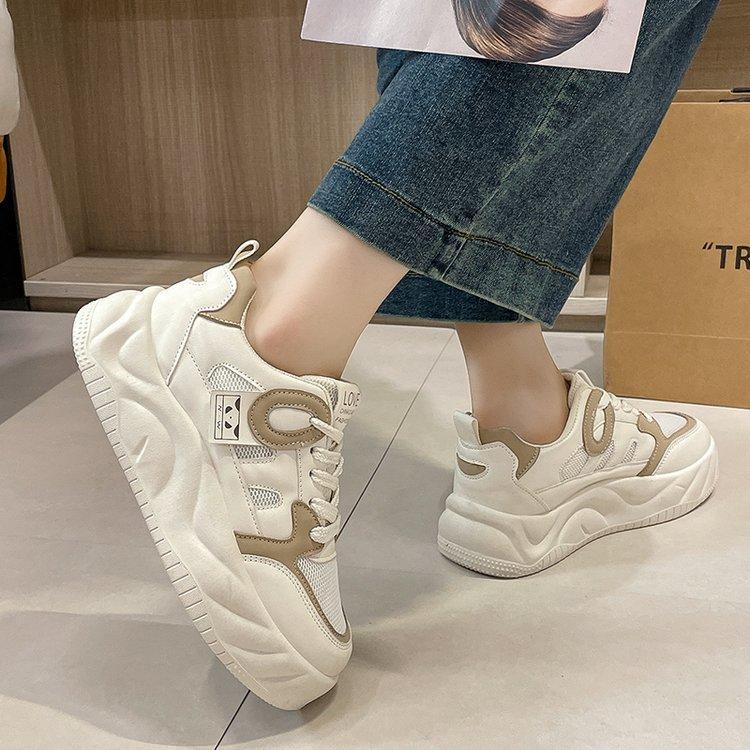Студенческие плоские белые туфли Весенние новые универсальные кожаные парусиновые туфли Ins Fashion Brand Повседневная женская спортивная обувь