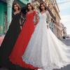 2025 Spring & Summer New Women's Long-sleeved One-shoulder Bridal Wedding Dress with Lace Jacquard for Bride