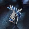 Elegant Leaves Shape Brooch Sparking Faux Crystal Rhinestone Inlaid Pin Suit Lapel Dress Badge Outfit Accessories