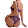 Hollow and thin sexy underwear sexy onesie temptation strap perspective lace free purple
