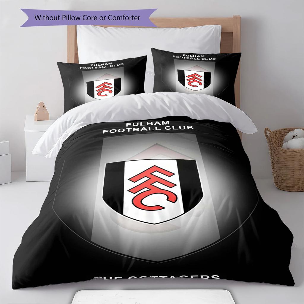 Fulham F.C Pattern Bedding Quilt Set Quilt Cover Pillowcase Home Decoration Birthday Gift (1 * duvet cover + 2 * pillowcase, without core)
