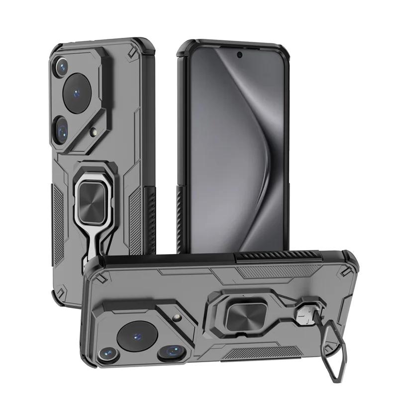Shockproof Armor Holder Case For Huawei Pura 70 Ultra 70Pro Plus Car Magnetic Ring Lens Protect TPU+PC Back Cover for Pura70 Pro