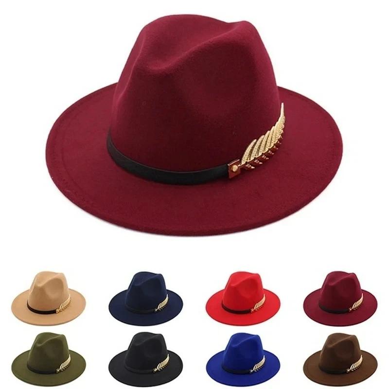 Fashion Metal Accessories Woolen Hat Jazz Hat Autumn and Winter Korean Version British Vintage Top Hats Acceessories