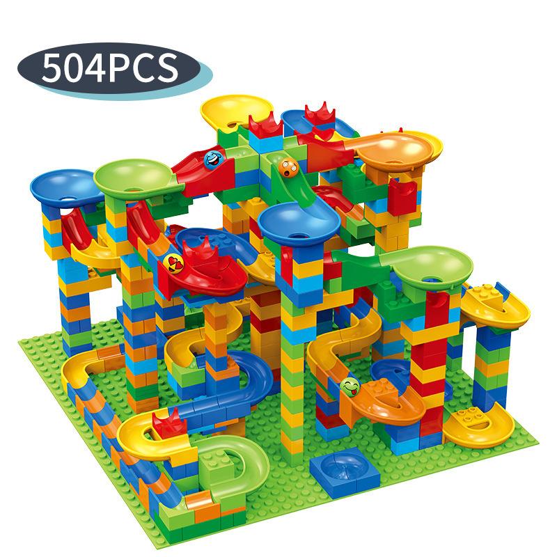 Marble Race Run Block Small Size Building Blocks Maze Ball Funnel Slide Blocks DIY Creative Assemble Bricks Toys for Kids Gift