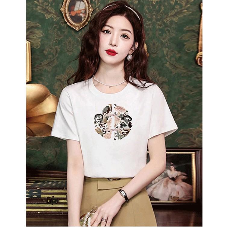 Fashionable summer retro short-sleeved t-shirt for women