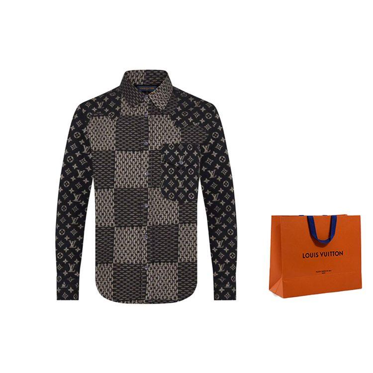 Louis Vuitton X Nigo Mngm Волна Гигантский Дамье Фланелевая Рубашка 1A7YGE