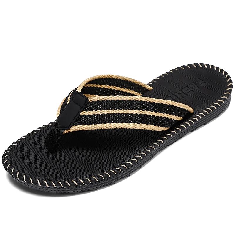 Fashion Men's Flip Flops Summer New Lightweight Rubber Woven Slippers Fashion Casual Outdoor Sandals Breathable Anti Slip Beach Shoes