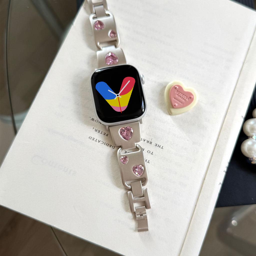 Heart Diamond Strap for Apple Watch S11 10 9 8 7 6 5 Ultra 3 SE3  Metal Bracelet For Iwatch Band 38 40 41 42 44 45 46 49mm Band
