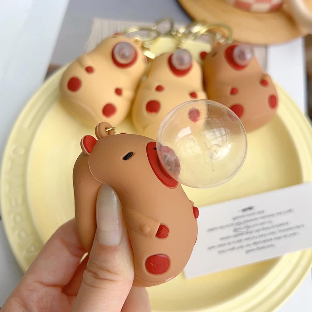 Музыкальная игрушка Capybara Pinch, пускающая мыльные пузыри, брелок для девочек, кукла Capybara, игрушки для снятия стресса, подвеска для детского школьного рюкзака