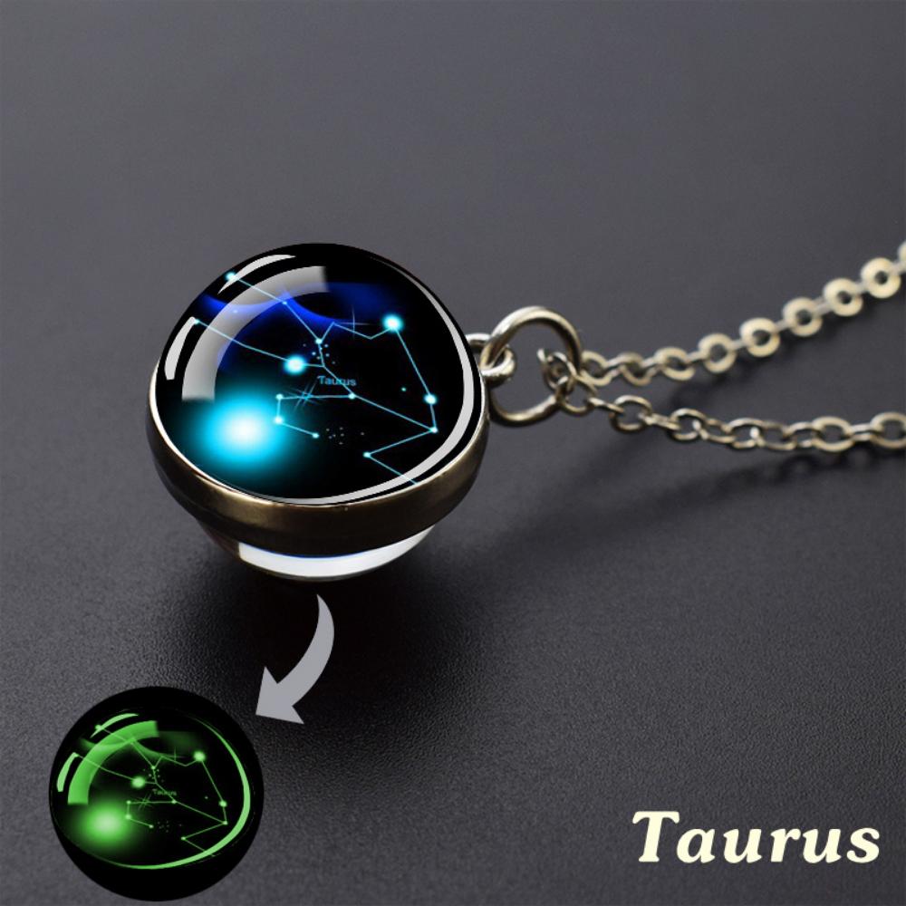 Luminous Starry Sky Glass Ball with Constellation Pattern Pendant Necklace - Men's Fashion Zinc Alloy Jewelry