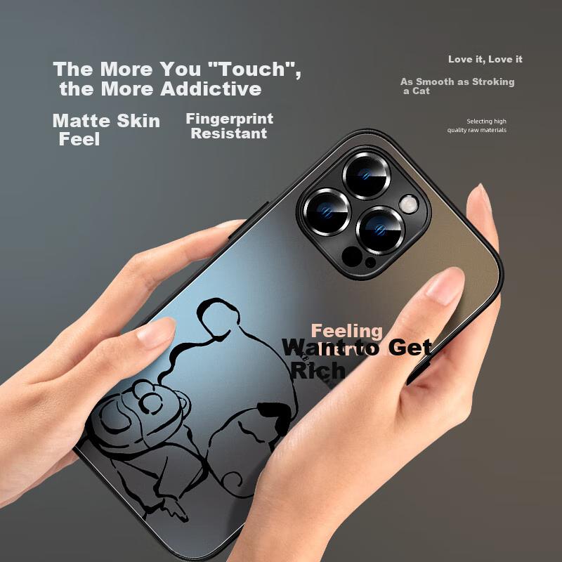 XP 15 Pro Phone Case, Full Lens Protection, IPhone 15 Pro Cooling Cartoon, Protective Cover, Shockproof, - Graphite Gray Ring Double Fish