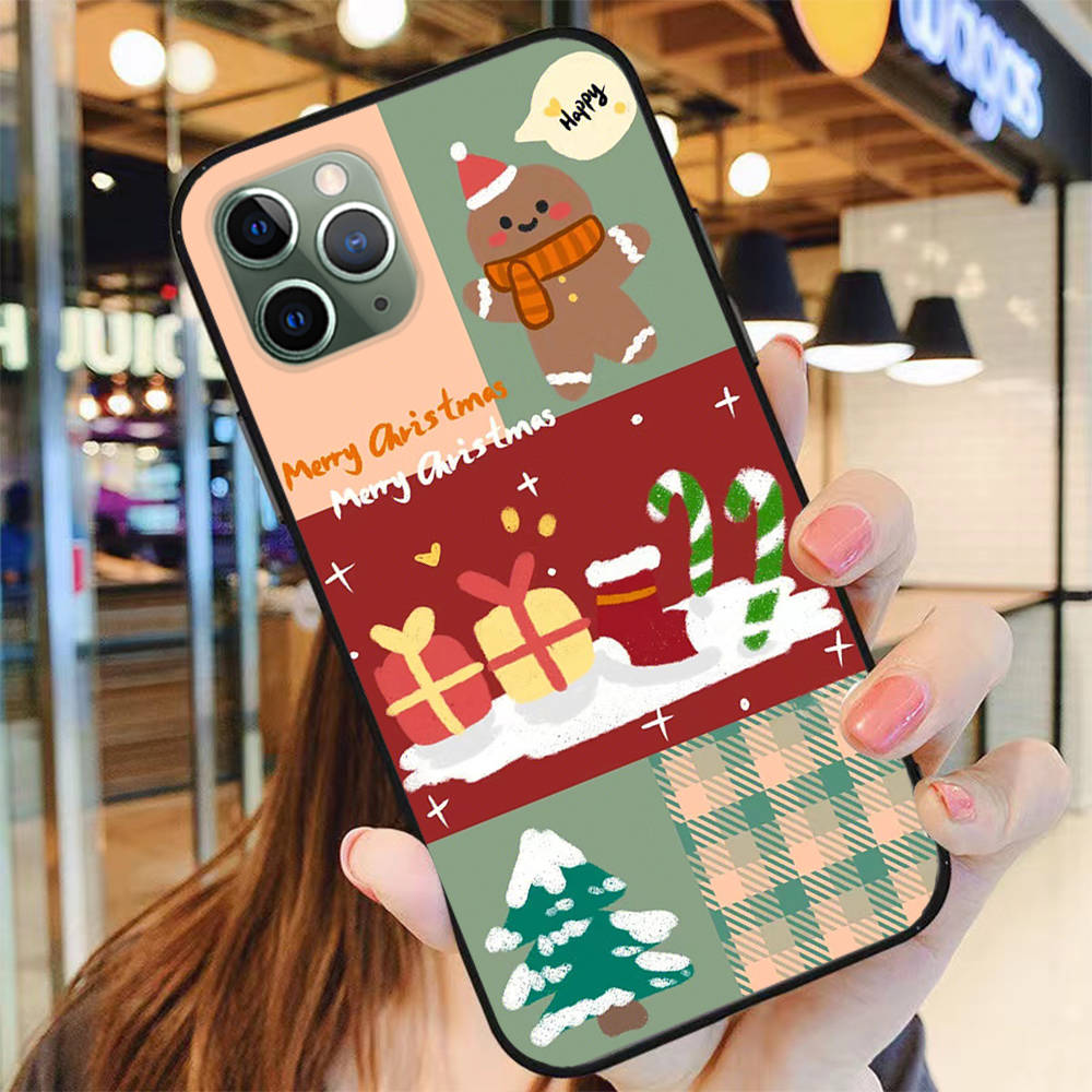 BS-13 Силиконовый чехол Happy Merry Christmas для iPhone 15 14 Xiaomi POCO M6 F6 Redmi Note 13 12 13C 8 9 Samsung S24 S23 S22 S21 FE Pro Plus Ultra