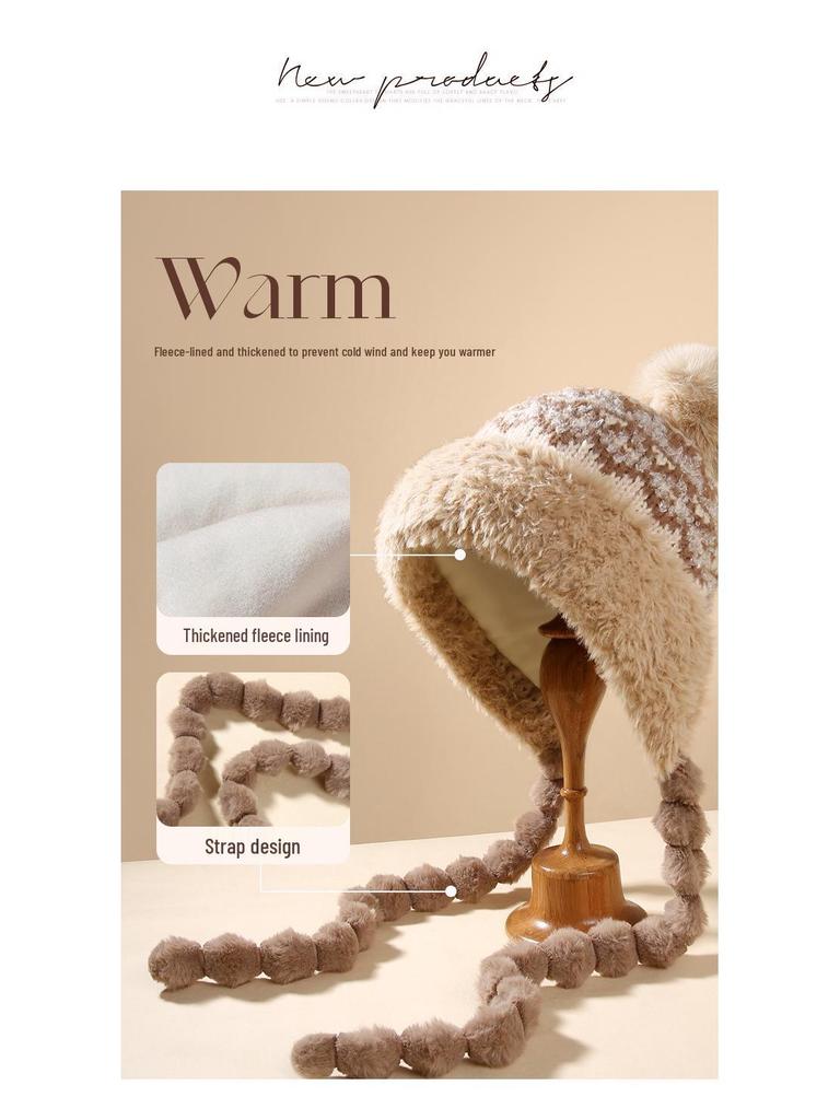 Женская вязаная шапка-ушанка с цветными блоками в стиле Fair Isle - Теплая, универсальная, защищающая уши для осени и зимы