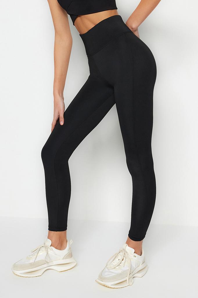 Women's Sports Tights Fashion New Season Dark Purple Wide Waist Elastic Extra Fitting Full Length Knitted Sports Tights