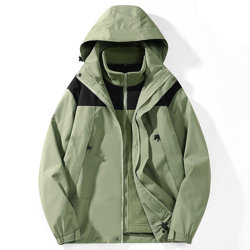 Men Women 3-in-1 Detachable Fleece-Lined Windproof Hiking Jacket Outdoor Adventure Winter