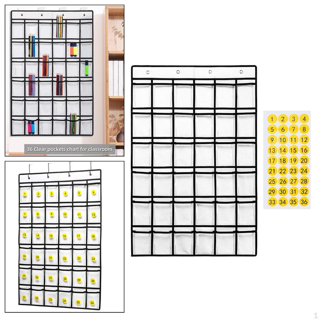 36 Classroom Pocket Charts for Cellphones and Calculators Holder Wall Door Mount Hanging Organizer