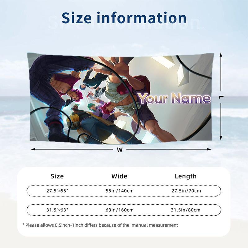 Custom Text Beach Towel, Soft Absorbent Swimming Multi-use TowelLeague of Legends