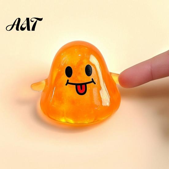 Spooky Ghost Toy Halloween Squeeze Toy, Glitter Stress Relief Office Desk Relievers Tongue-out Sensory Fidget for Home School Stretchable