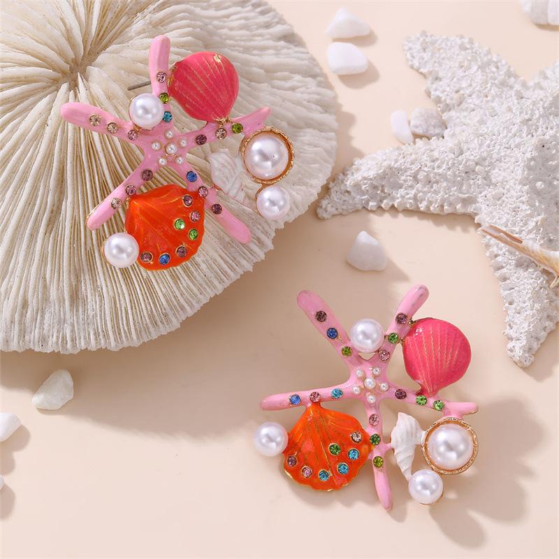 Женские серьги-гвоздики с ракушками и жемчугом, легкие, роскошные, ретро, модные украшения, красочные серьги, летние подарки для вечеринок 2024 года