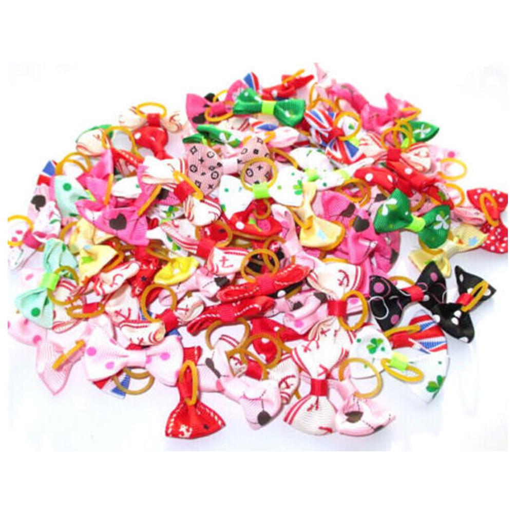 20Pcs Assorted Hair Bows For Small Dog Cat Pet Puppy Bowknots Grooming Accessory