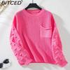 Solid-Colour Pocket Pullover Women's Knitted Sweater Autumn/Winter Fashion Knit Top