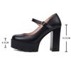 Fashion Spring Autumn Women Pumps Mary-Jane Platform Black Beige Chunky 10.5CM High Heels Ankle Strap Dress Party Hoof Heel Plus Size