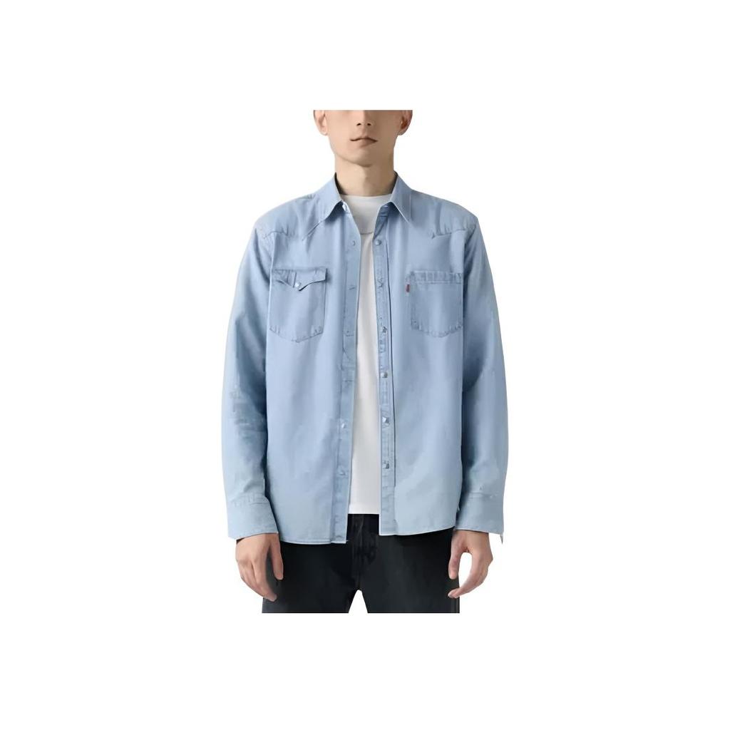 Levis Повседневная Удобная Простая Французская Джинсовая Рубашка с Длинным Рукавом Мужские рубашки 004KH-0000