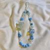 Брелок-цепочка на телефон с бусиной-медведем, милые подвески, брелок, ремешок на запястье, для девочки, женщины, мобильного телефона, цветочная веревочка
