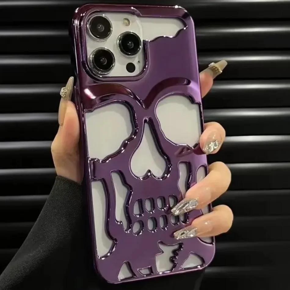 Роскошный чехол с изображением черепа скелета для iPhone 16 11 12 13 14 15 Pro Max, противоударный чехол для телефона с камерой и полной защитой