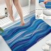 Богатый синий коврик для ванной с волнистым узором, машинная стирка, нескользящий коврик, идеально подходит для ванной комнаты, кухни, прихожей, идеальный подарок на новоселье