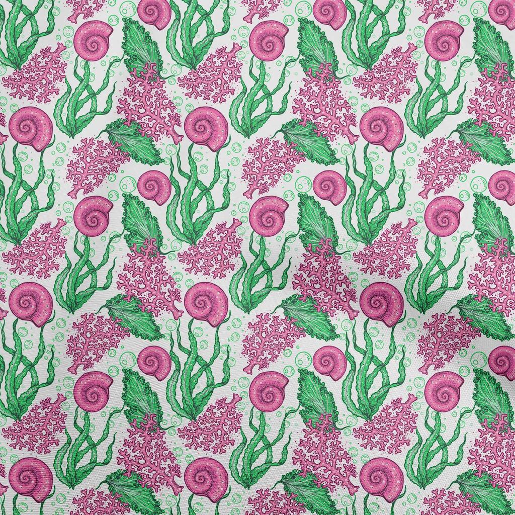 oneOone Хлопчатобумажная гибкая пыльно-бирюзовая зеленая ткань, морские ракушки, океанский швейный материал, ткань с принтом в ярдах, 40 дюймов